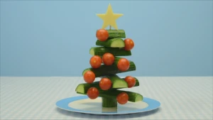 En kerstballen van cherrytomaten