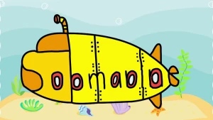 Een animatie over een duikboot in het Engels