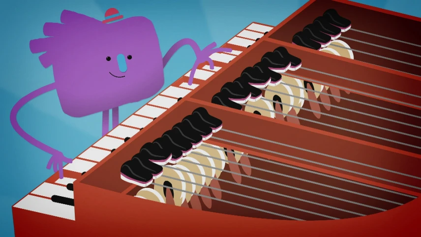 Een instrument met toetsen en snaren