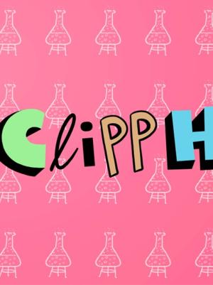 Clipphanger logo op roze achtergrond