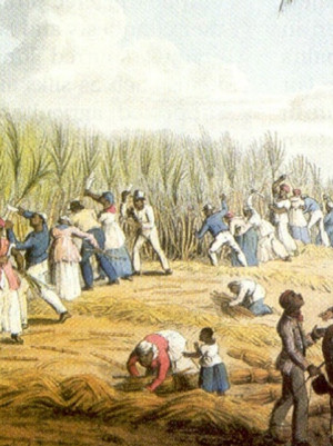 historische tekening van slavernij