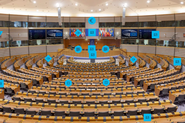 Overzichtsfoto van het Europees Parlement in Brussel