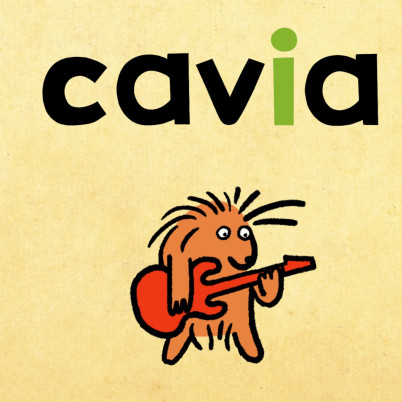 Illustratie van een cavia die gitaar speelt.