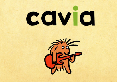 Illustratie van een cavia die gitaar speelt.