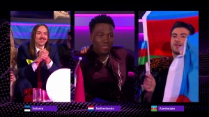 Drieluik van de songfestival inzendingen van Estland, Nederland en Azerbeidsjan