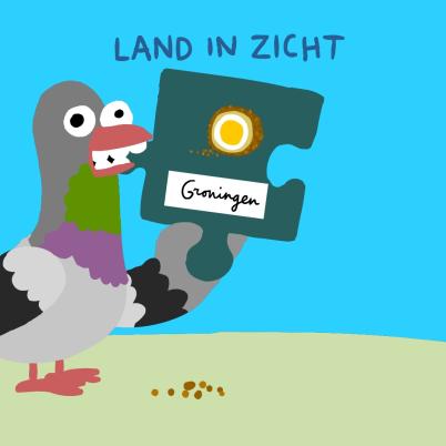 Illustratie van duif met puzzelstukje van eierbal.