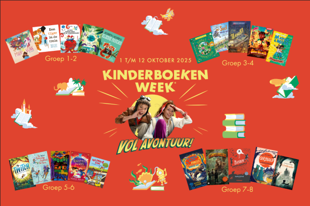 Een screenschot van de interactieve schoolplaat over de Kinderboekenweek 2025