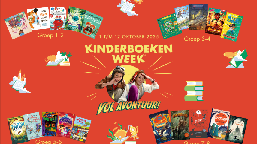 Een screenschot van de interactieve schoolplaat over de Kinderboekenweek 2025