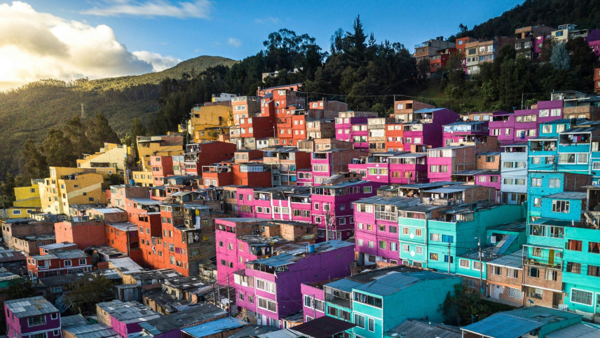 Foto van kleurrijke huizen in Bogota