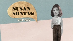 Plakboekstijl beeld van Susan Sontag