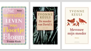 Foto van drie kaften van boeken van Yvonne Keuls.