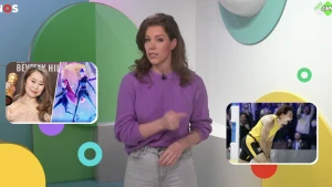 Eenf oto van de presentator in de studio